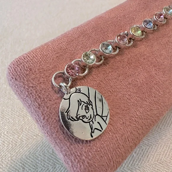 Y2K Vintage Avon Disney Tinkerbell Charm Bracelet Pastel Crystal Rhinestones - Picture 9 of 15